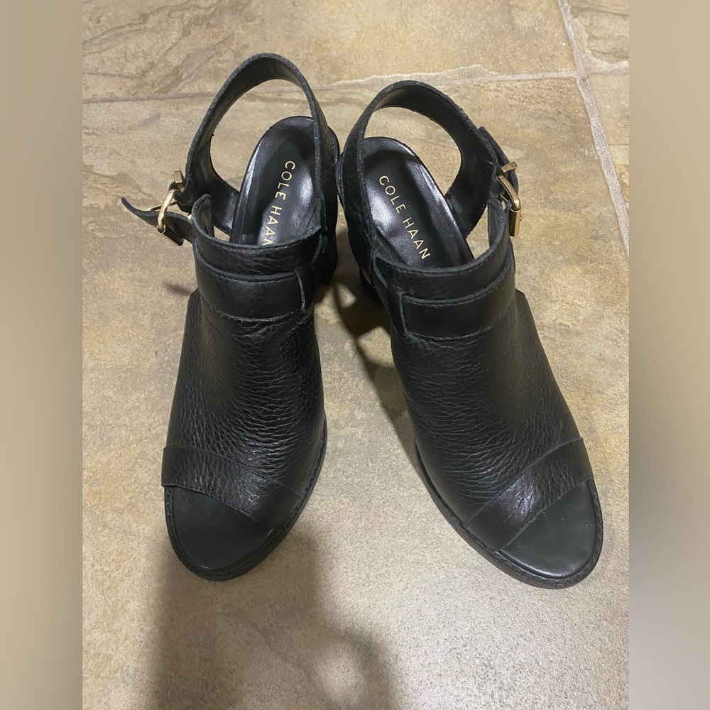 Cole Haan peep toe leather booties